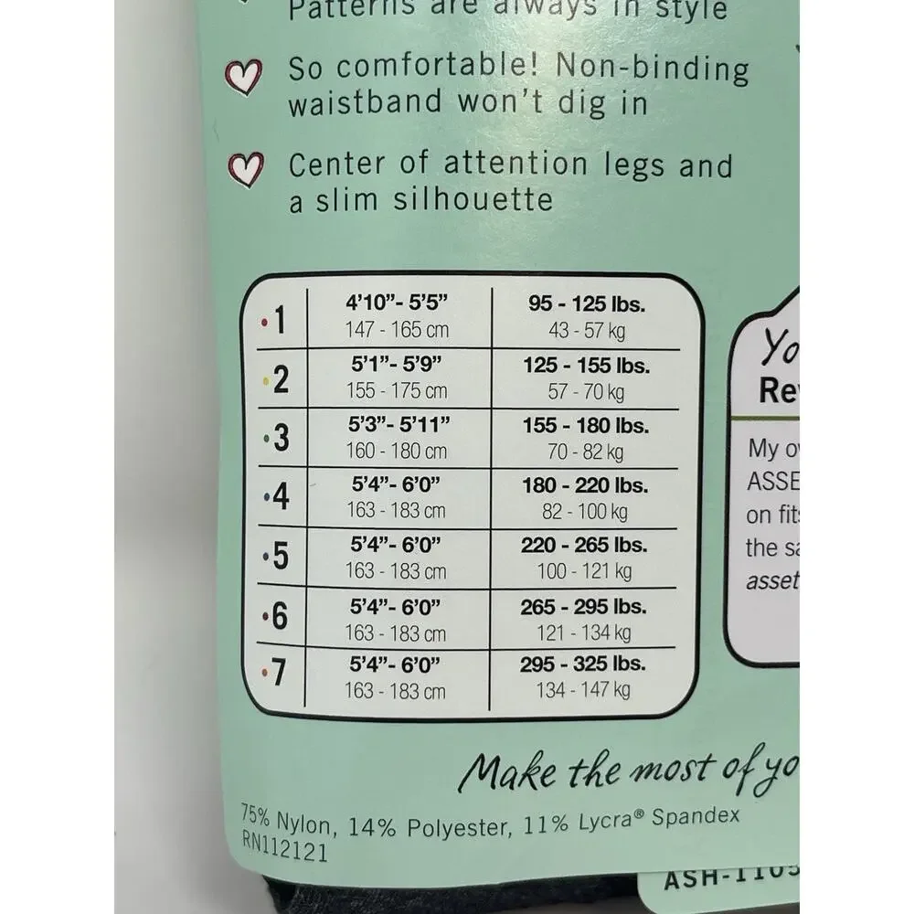 Love‎ Your Assets Spanx Tights Flipside Dimond Reversible Shaping Black Size 2